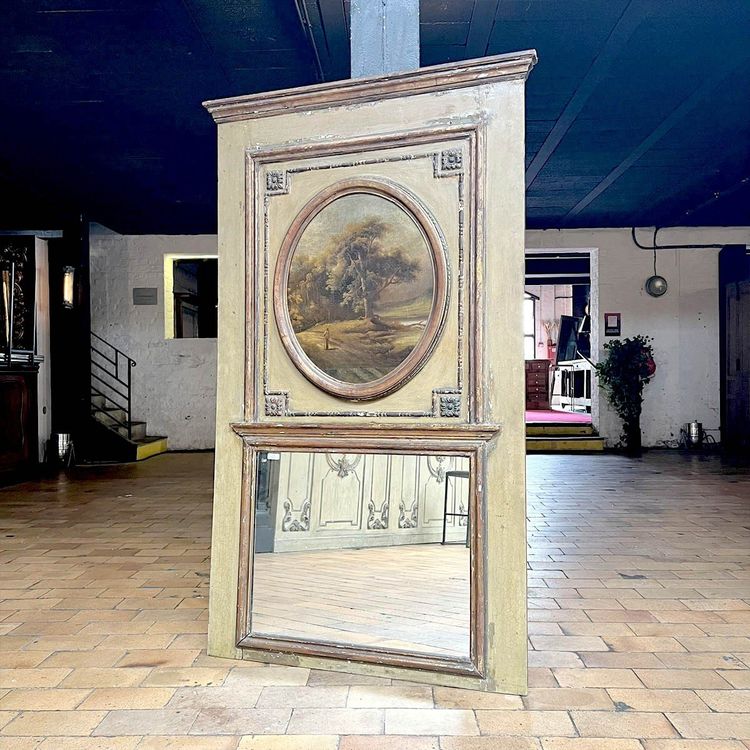 Antique Trumeau with Painted Landscape Motif