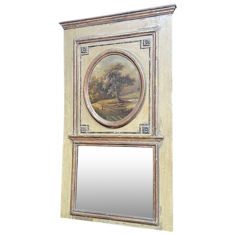 Antique Trumeau with Painted Landscape Motif