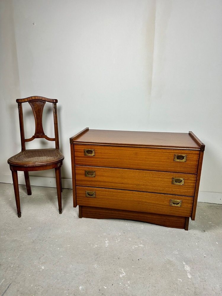 Gautier France 1960 teak veneer marine chest of drawers