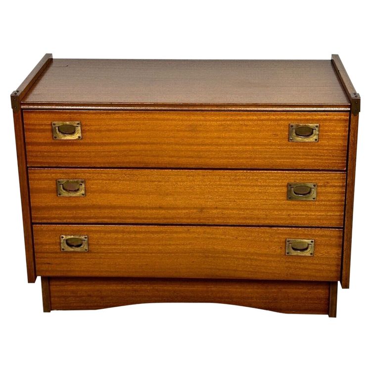 Gautier France 1960 teak veneer marine chest of drawers