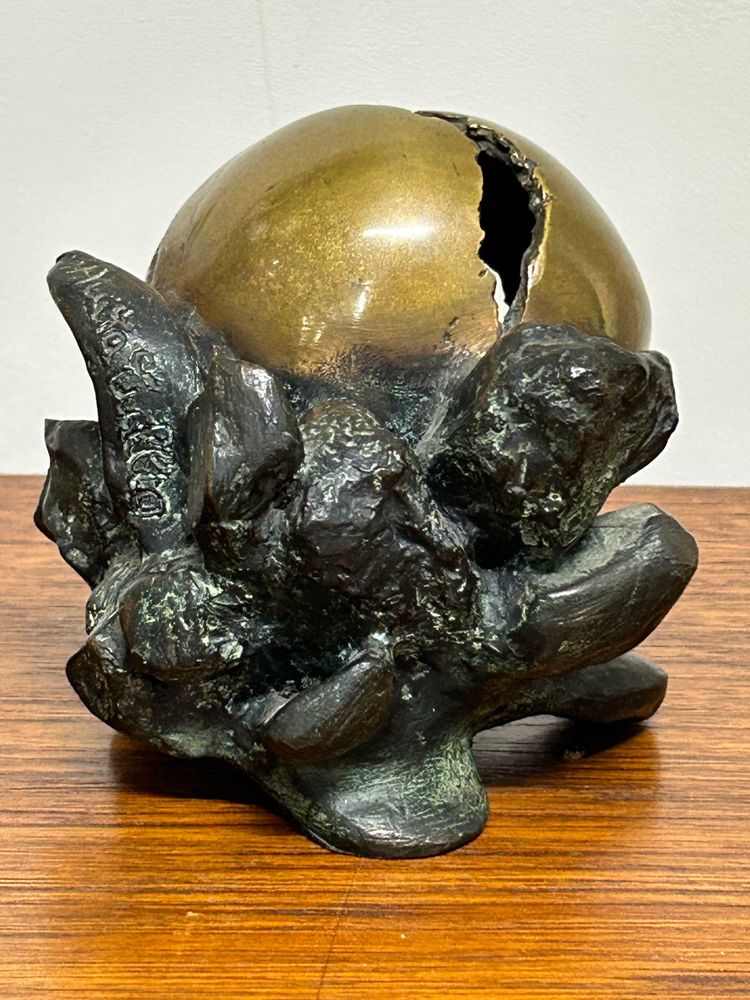 Anita Tullio (1935-2014) “Matra hatching” Bronze with green and gilded patina