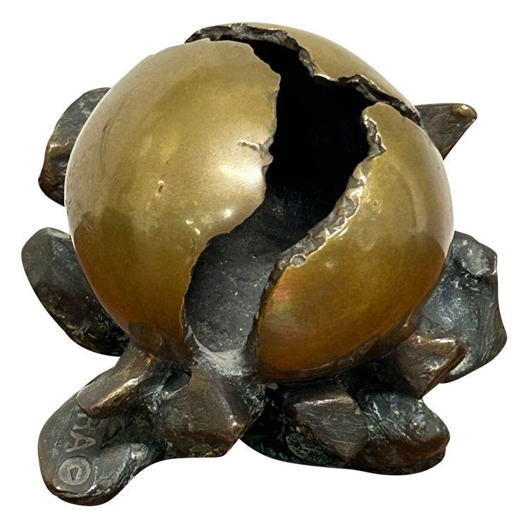 Anita Tullio (1935-2014) “Matra hatching” Bronze with green and gilded patina