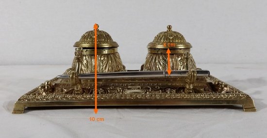  Calamaio in bronzo dorato in stile rinascimentale - Fine XIX secolo