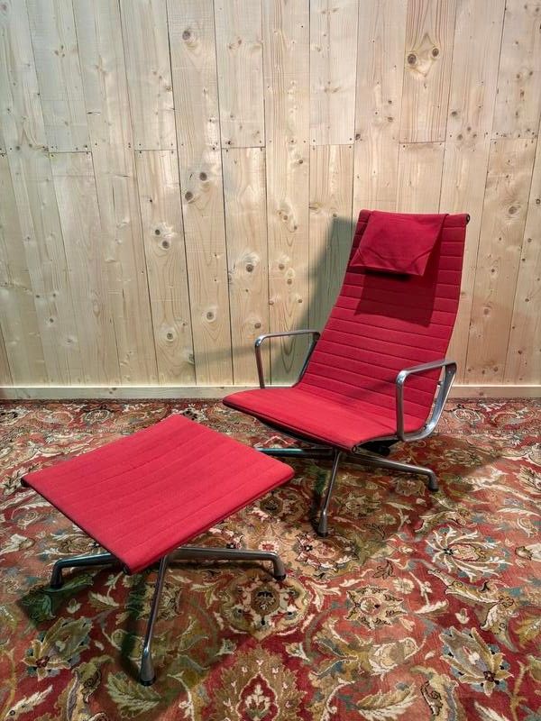 Fauteuil et ottoman Bauhaus de Charles Eames en aluminium 