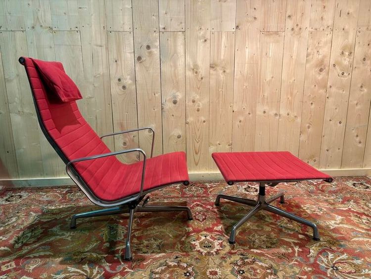 Fauteuil et ottoman Bauhaus de Charles Eames en aluminium 