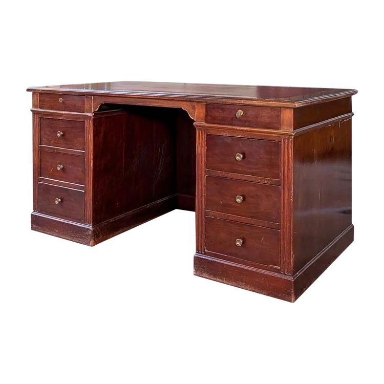 Desk with leather top