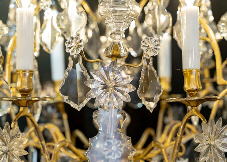 Lustre d'Époque Louis XV en Bronze Doré et Cristal Taillé vers 1760-1780