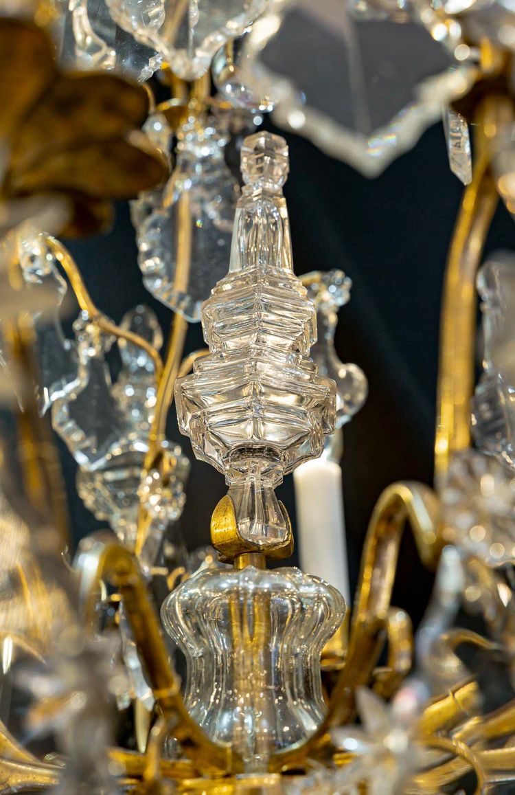 Lustre d'Époque Louis XV en Bronze Doré et Cristal Taillé vers 1760-1780