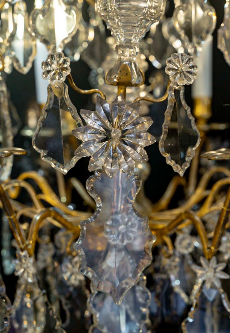 Lustre d'Époque Louis XV en Bronze Doré et Cristal Taillé vers 1760-1780