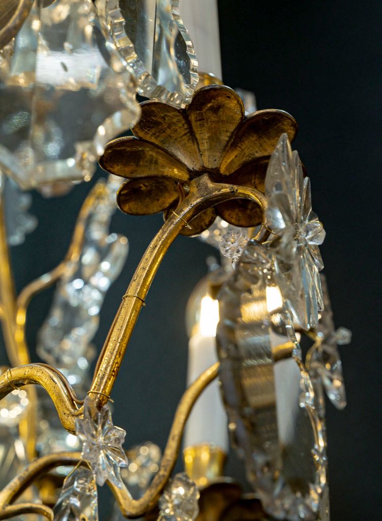 Lustre d'Époque Louis XV en Bronze Doré et Cristal Taillé vers 1760-1780