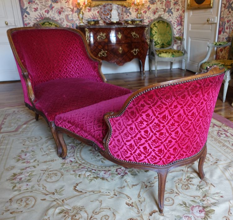 Broken Duchess - Chaise longue in velluto stropicciato stile Luigi XV, Manufacture Bonvallet