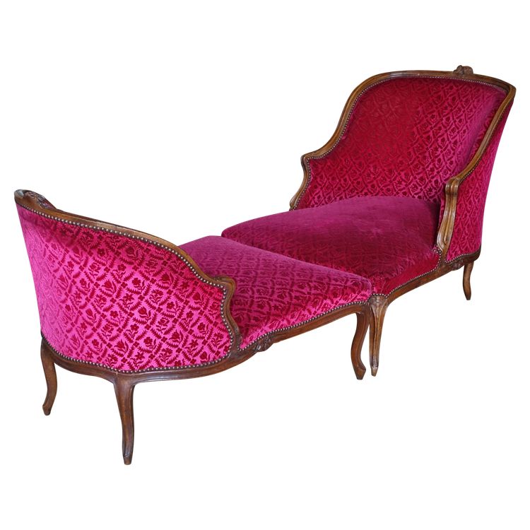 Broken Duchess - Chaise longue in velluto stropicciato stile Luigi XV, Manufacture Bonvallet