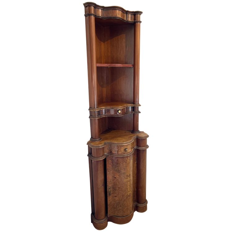 Superb Corner Cabinet in Burl Walnut Veneer - 19th Century