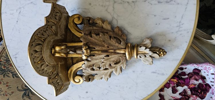 Pair of lacquered and gilded wooden wall consoles, 18th century.