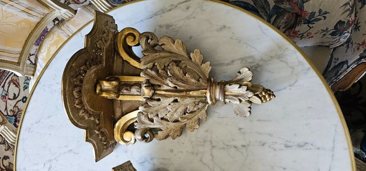 Pair of lacquered and gilded wooden wall consoles, 18th century.