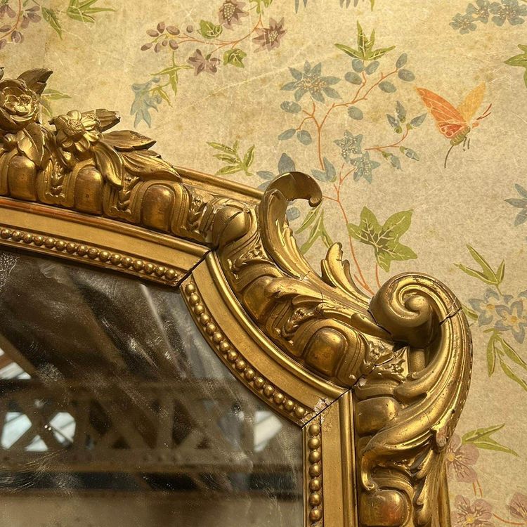 Louis XV Style Trumeau in Gilding, Mercury Mirror