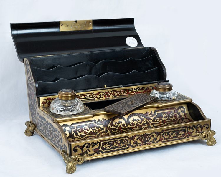 Antique Napoleon III inkwell in noble materials. France 19th century.