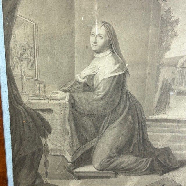 Old drawing of Sister Virginia Centurione from 1801, founder of the Brignoline. Size 94 x 75