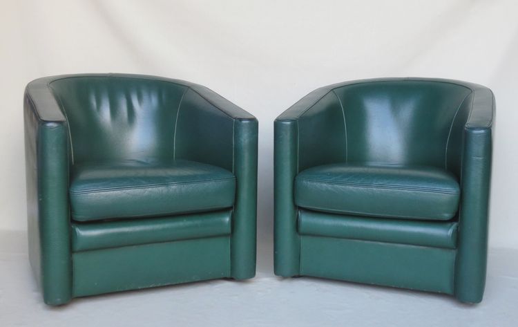 Pair of leather armchairs, 20th century.