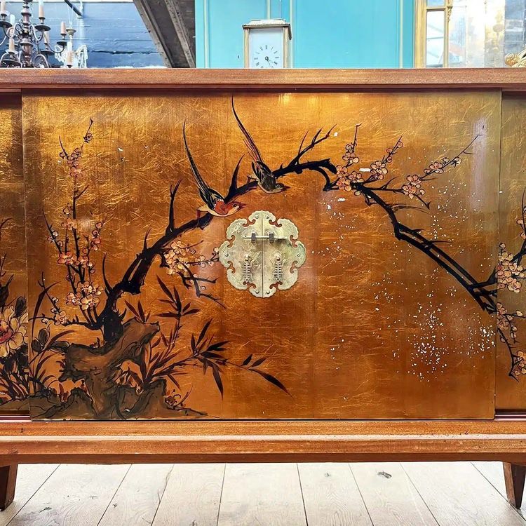 Chinese Sideboard With Gilded Lacquered Panels