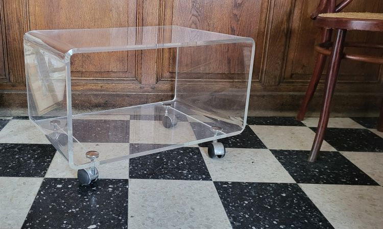 David Lange Plexiglas Coffee Table / Serving Trolley