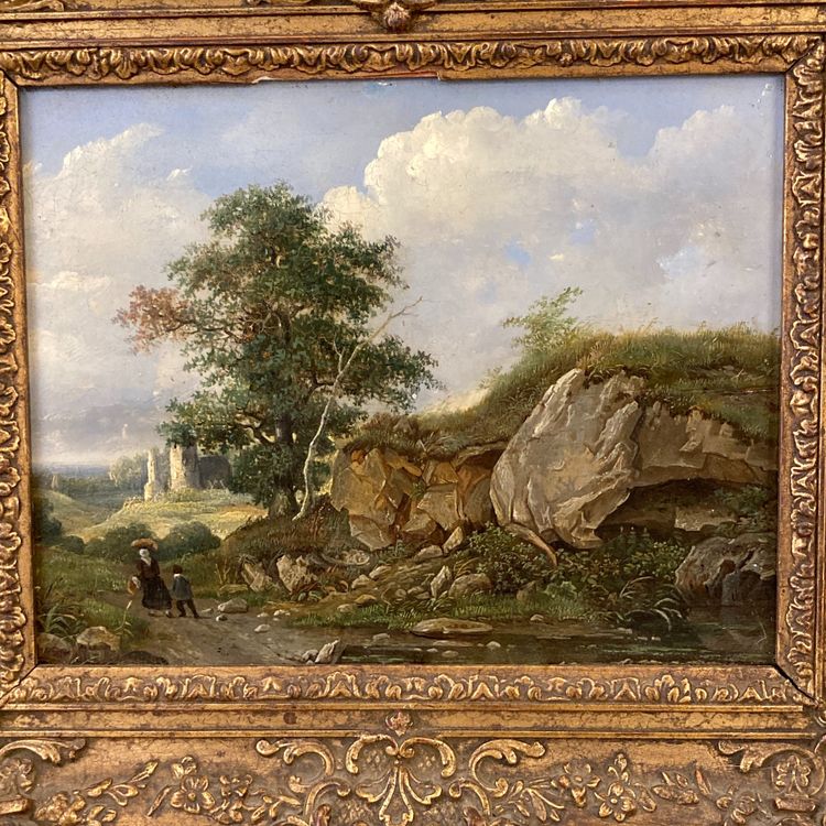 Painting of people in a landscape 19th century