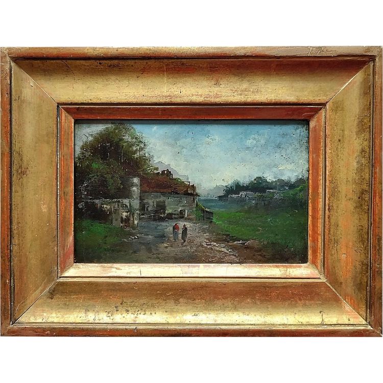 Oil  Painting Landscape The Mill 19th Century