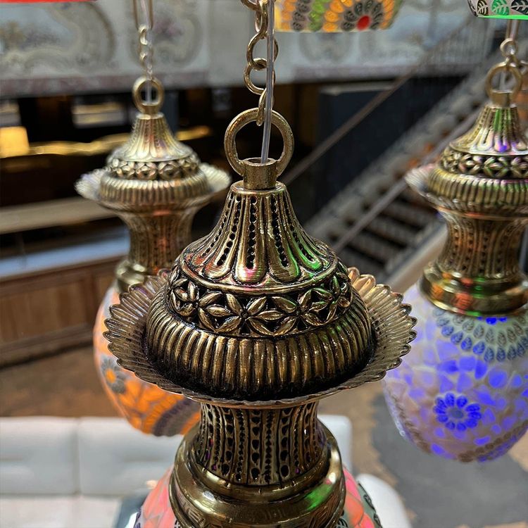 1930s style multi-layered glass chandelier