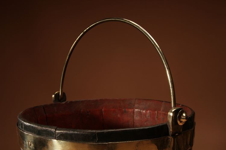 Brass bound oak bucket, Dutch 19th century.