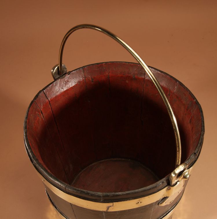 Brass bound oak bucket, Dutch 19th century.