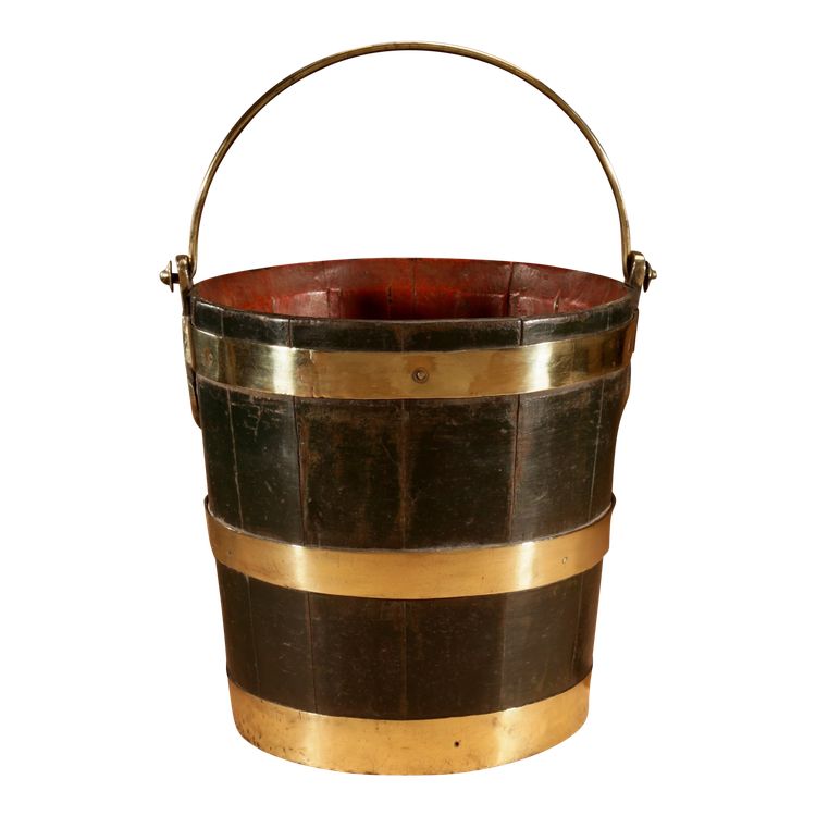 Brass bound oak bucket, Dutch 19th century.