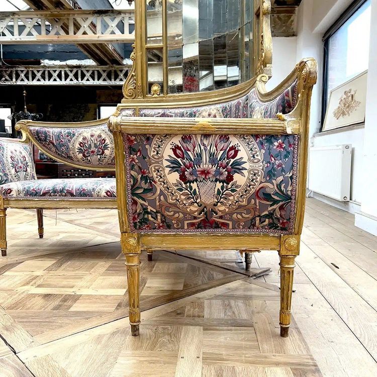 Napoleon III Corner Bench in Gilded Wood