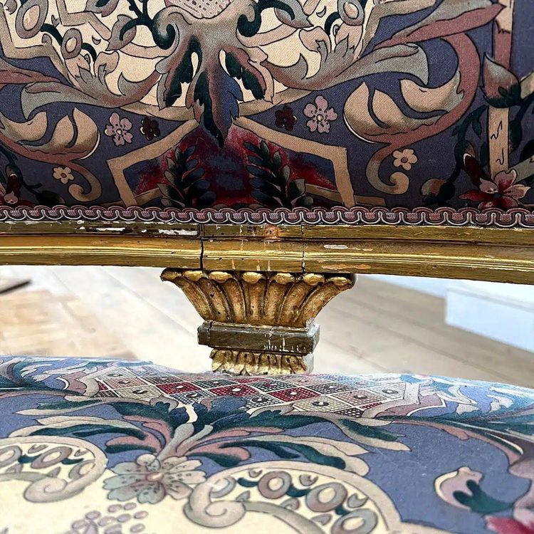 Napoleon III Corner Bench in Gilded Wood