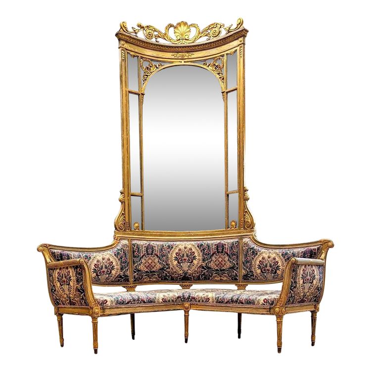 Napoleon III Corner Bench in Gilded Wood