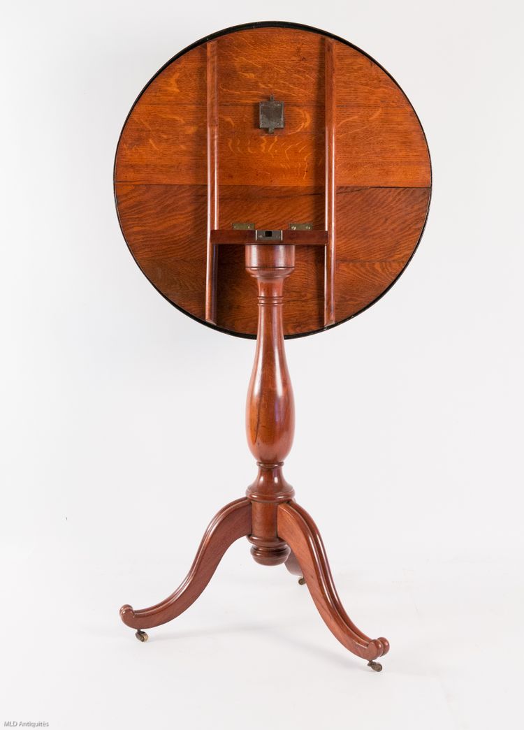 Louis XVI Period Pedestal Table with Mahogany Base and Painted Metal Top, circa 1780