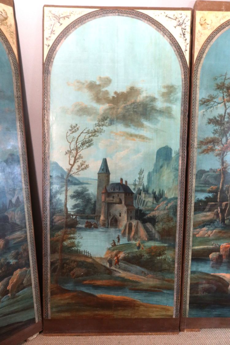 Set of six painted panels (2.60m high) early 19th century