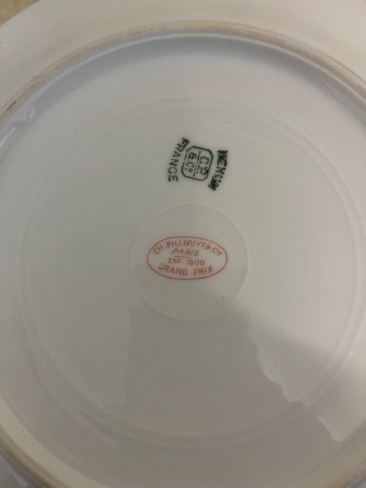 Service porcelaine de Paris Pillivuyt 1900 monogrammé 