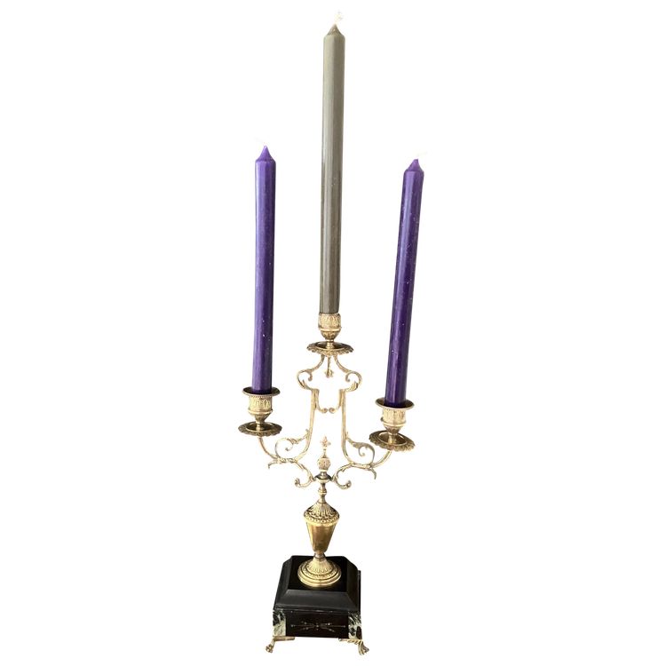 Large Napoleon III style candelabra in gilded bronze and "Vert de Mer" marble from the late 19th century