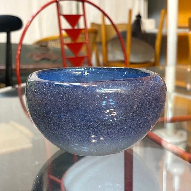 Murano cup Carlo Scarpa submerged glass 1934 produced by Venini, acid signature.