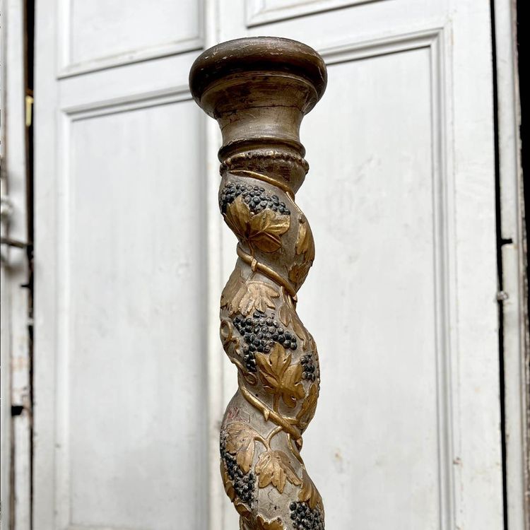 Pair of XVIII century carved wooden columns