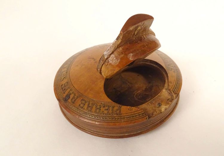 Lenticular Snuffbox Boxwood Stone Raye Sellier Vieillevigne 1868 19th Century