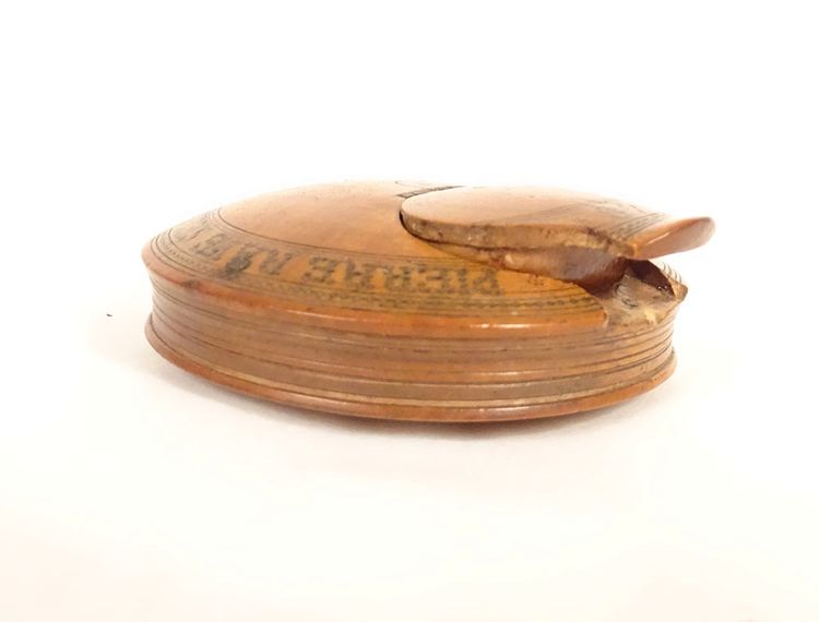 Lenticular Snuffbox Boxwood Stone Raye Sellier Vieillevigne 1868 19th Century