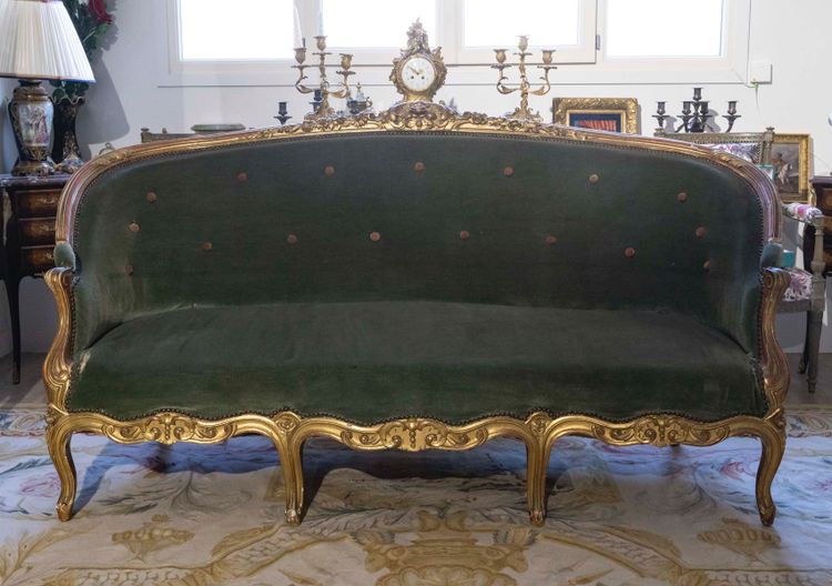 A Carved and Gilded Wood Salon Suite, Late 19th Century