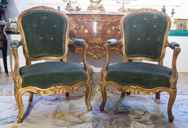 A Carved and Gilded Wood Salon Suite, Late 19th Century