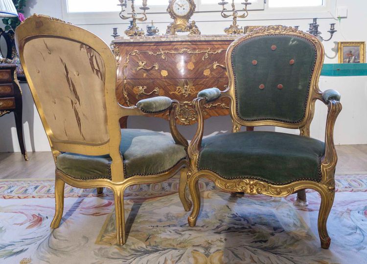 A Carved and Gilded Wood Salon Suite, Late 19th Century