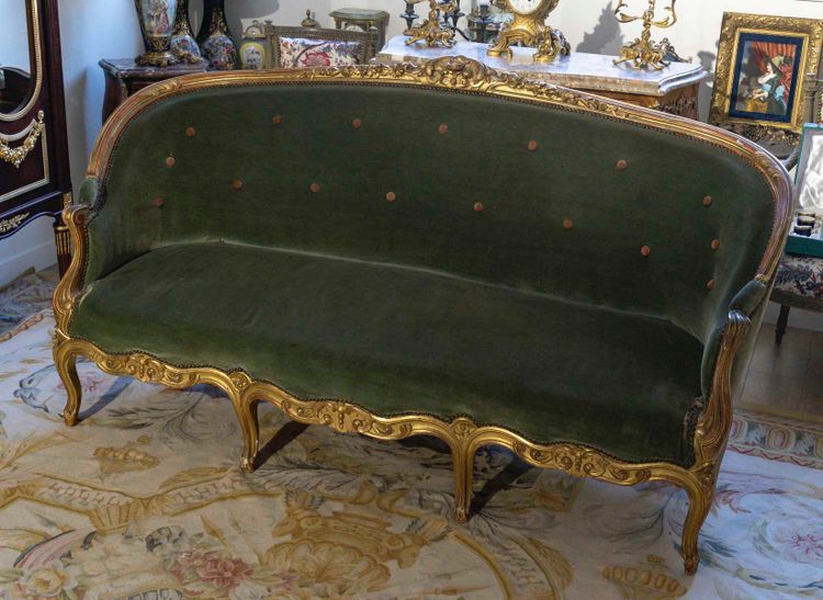 A Carved and Gilded Wood Salon Suite, Late 19th Century