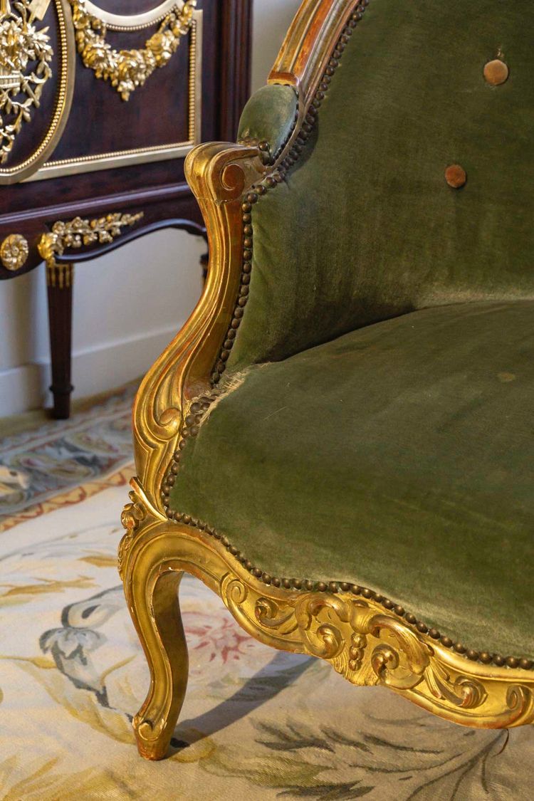 A Carved and Gilded Wood Salon Suite, Late 19th Century