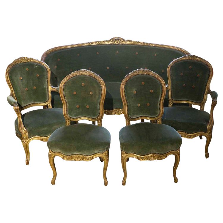 A Carved and Gilded Wood Salon Suite, Late 19th Century