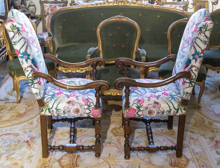 A Pair of Louis XIII Style Armchairs, 18th Century