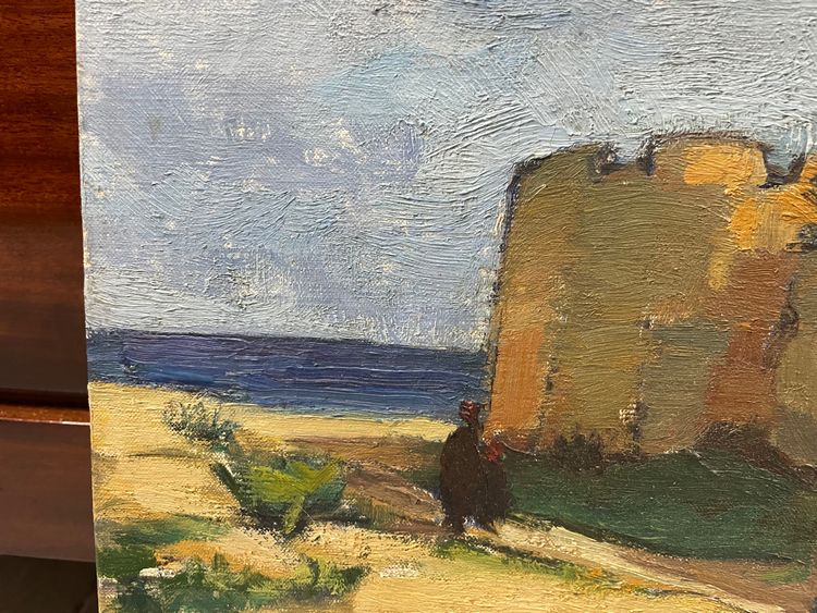 Geneviève Bascou Gavrel - The Ramparts of Hammamet Oil on Canvas Orientalist Tunisia